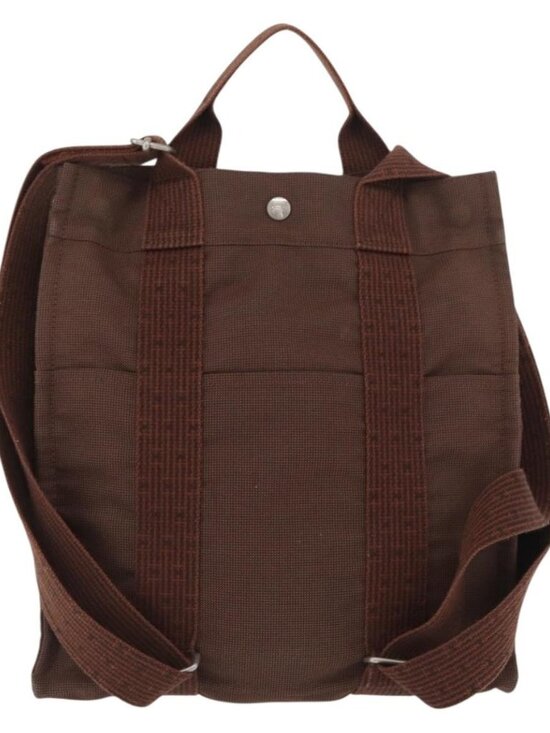 HERMES Her Line Sac A Dos Backpack Canvas Brown Silver Auth ARZ289 main image 7